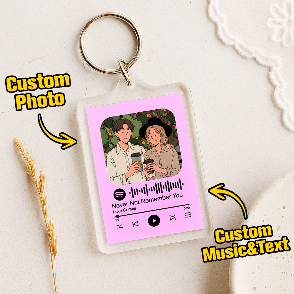 Custom Spotify Code Keychain Photo Keychain Acrylic with Pouch
