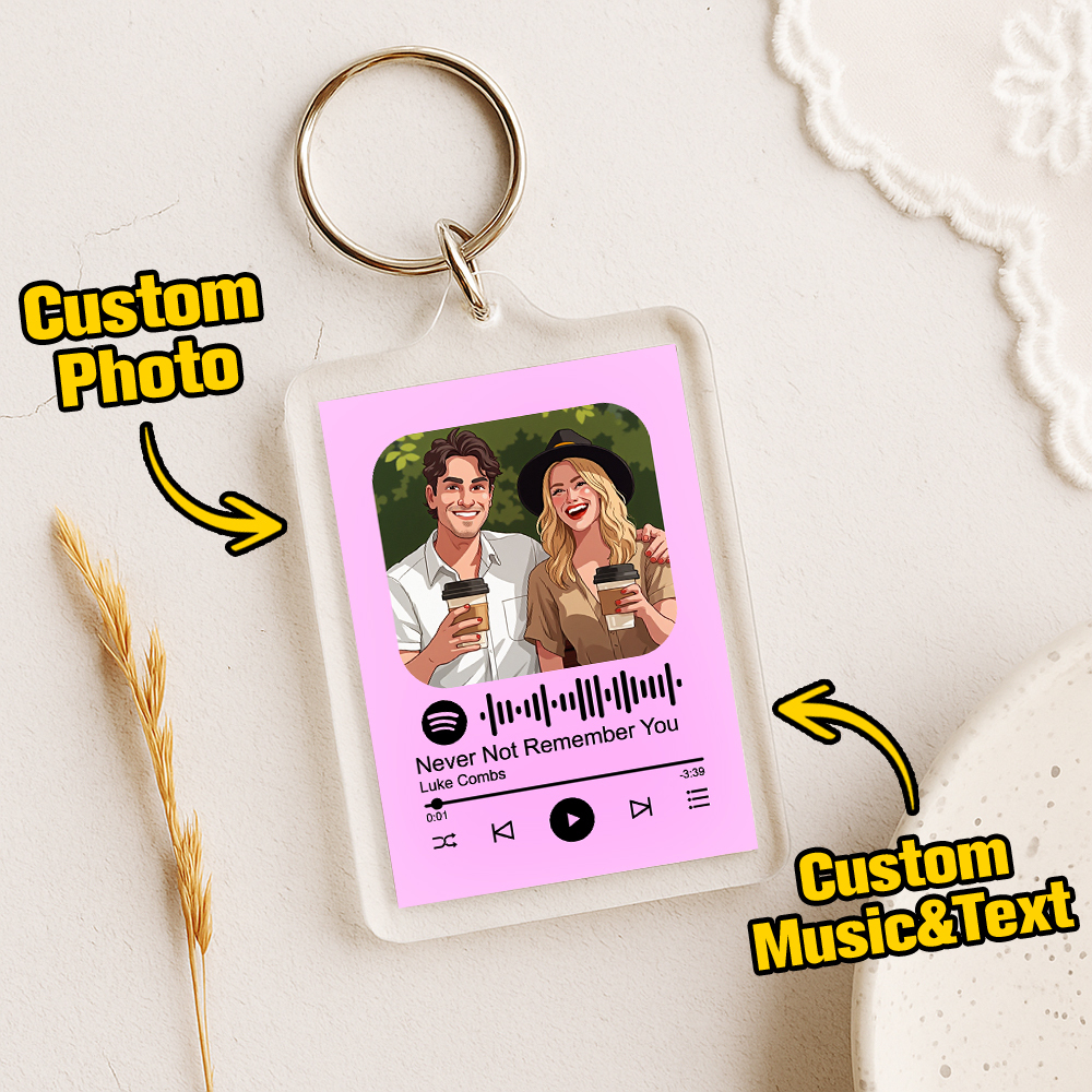 Custom Spotify Code Keychain Photo Keychain Acrylic with Pouch