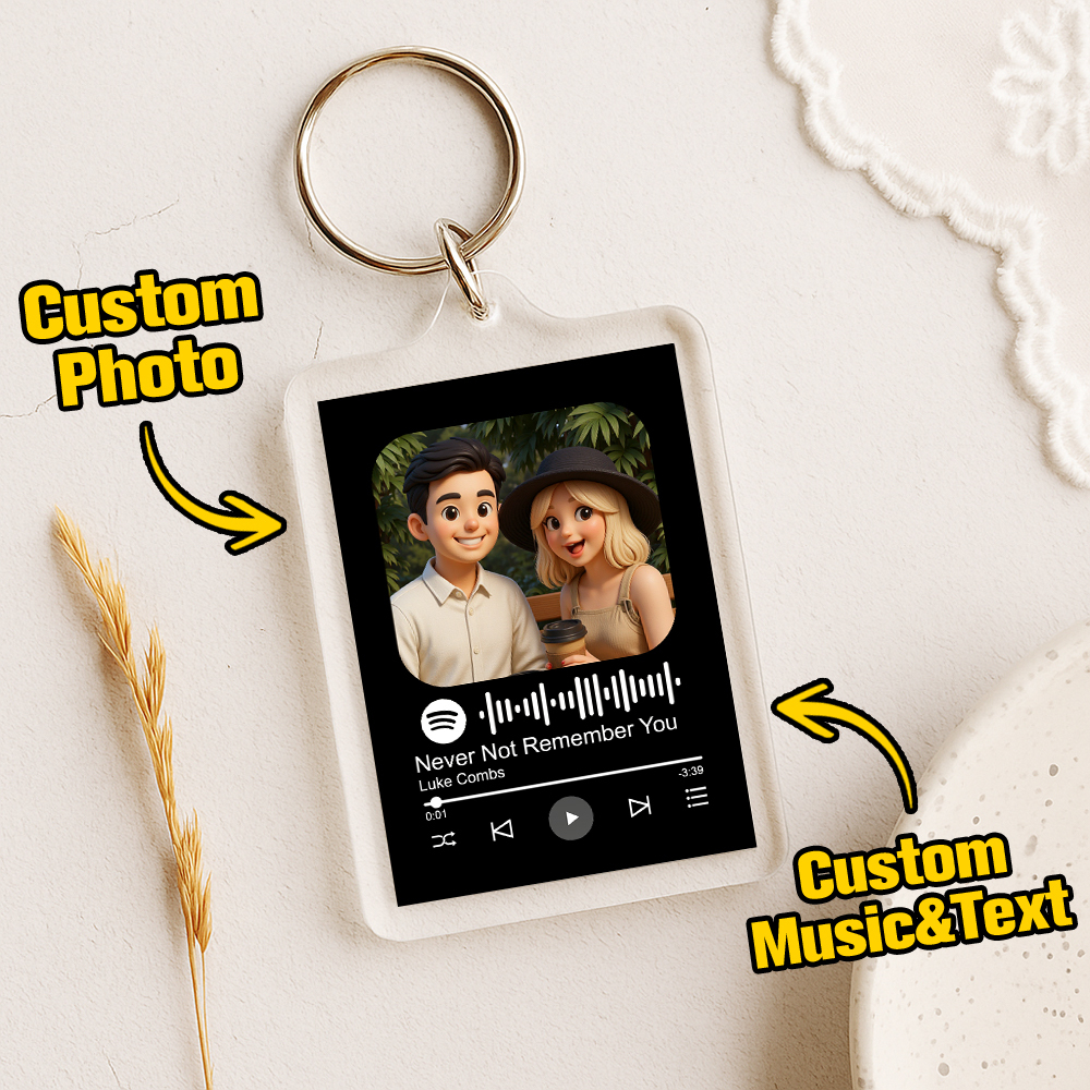 Custom Spotify Code Keychain Photo Keychain Acrylic with Pouch