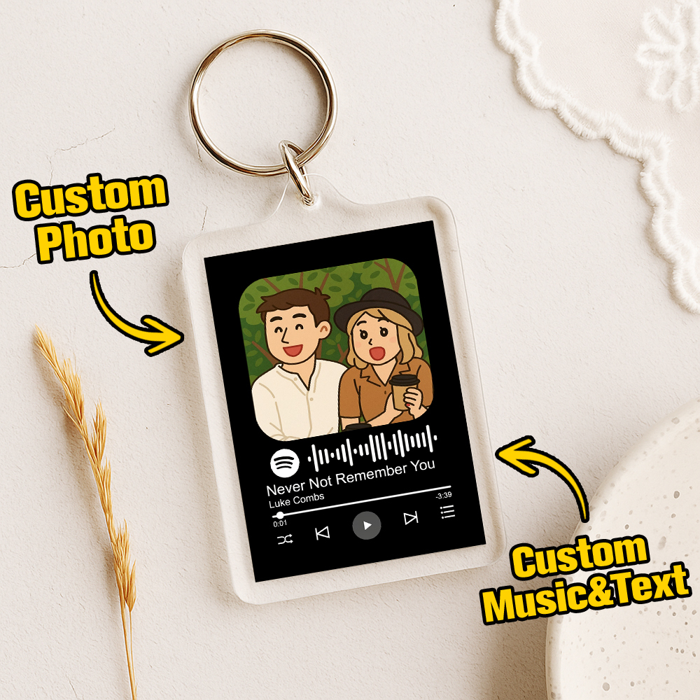 Custom Spotify Code Keychain Photo Keychain Acrylic with Pouch