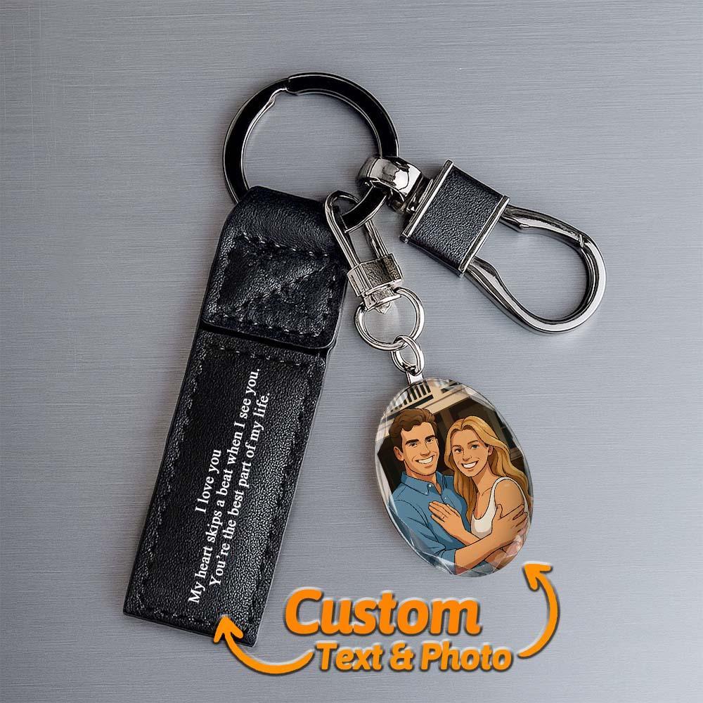 Custom Leather Keychain Personalized Keychain with Anime Filter Unique Design Perfect Gift