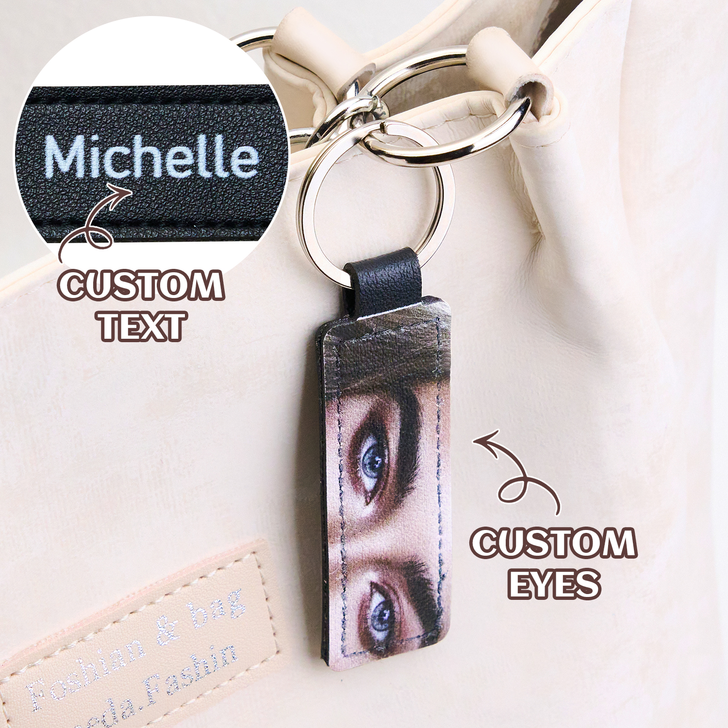 Colored Eyes Keychain Custom Keychain Leather Keychain Can Engraved - aiprintlab