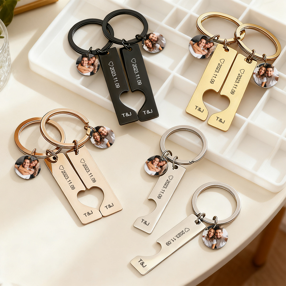 Custom Couple Keychain Personalized Gift For Boyfriend Girlfriend Matching Keychains Anniversary Gifts for Boyfriend Valentine's Day Gifts - aiprintlab