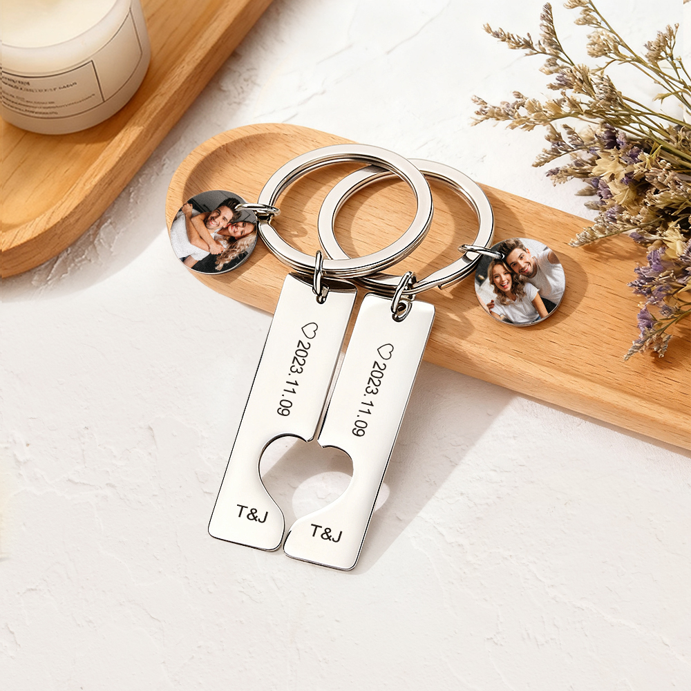 Custom Couple Keychain Personalized Gift For Boyfriend Girlfriend Matching Keychains Anniversary Gifts for Boyfriend Valentine's Day Gifts - aiprintlab