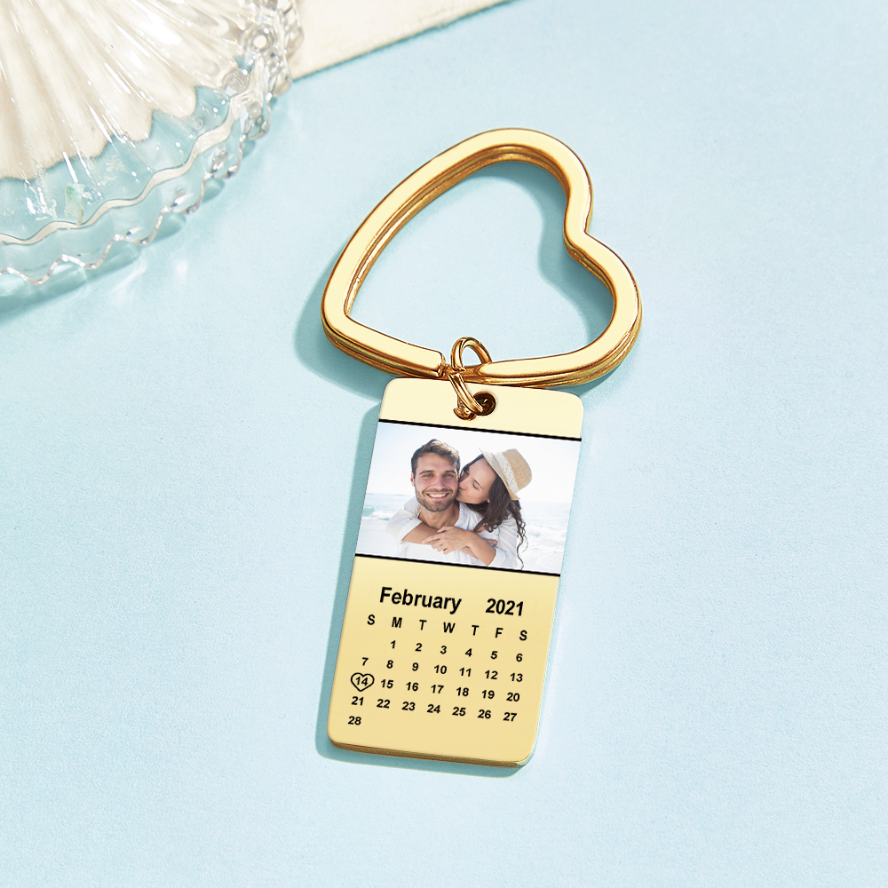 Custom Photo Calendar Keychain Personalized Special Date Marked Calendar Keychain Anniversary & Birthday Gift - aiprintlab