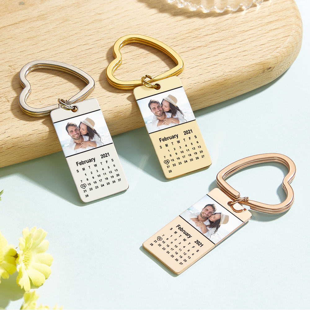 Custom Photo Calendar Keychain Personalized Special Date Marked Calendar Keychain Anniversary & Birthday Gift - aiprintlab