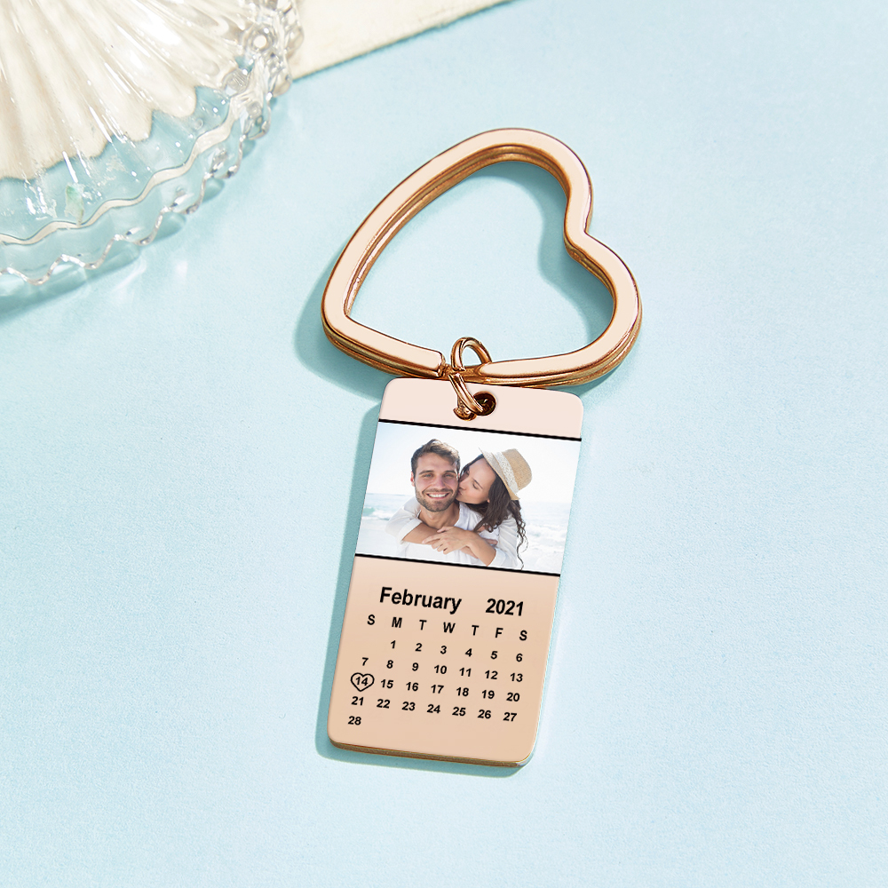 Custom Photo Calendar Keychain Personalized Special Date Marked Calendar Keychain Anniversary & Birthday Gift - aiprintlab