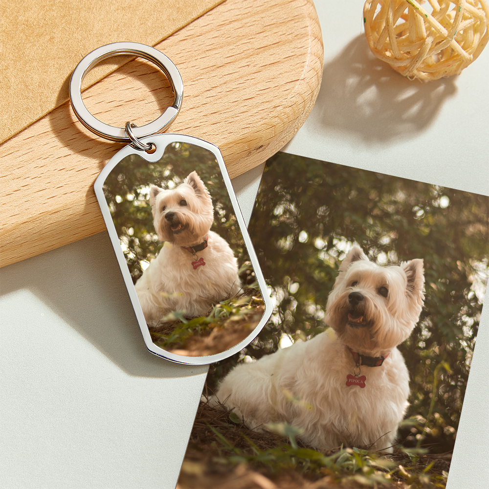 Custom Photo Keychain Personalized Pet Memorial  Gifts For Dogs, Cats - A Loyal Heart Never Fades - aiprintlab
