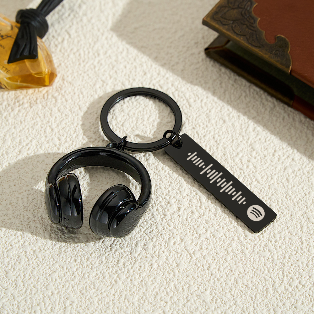 Personalized Spotify Song Keychain Custom Music Code & Headphone Charm Engraved Spotify Playlist Keychain - aiprintlab