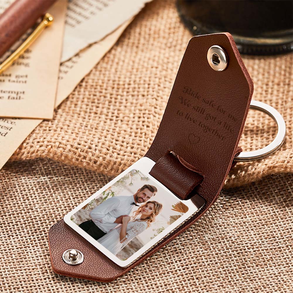 Personalized Photo and Calendar Leather Keychain with Custom Text Christmas Gifts for Him -  NameNecklaceUK