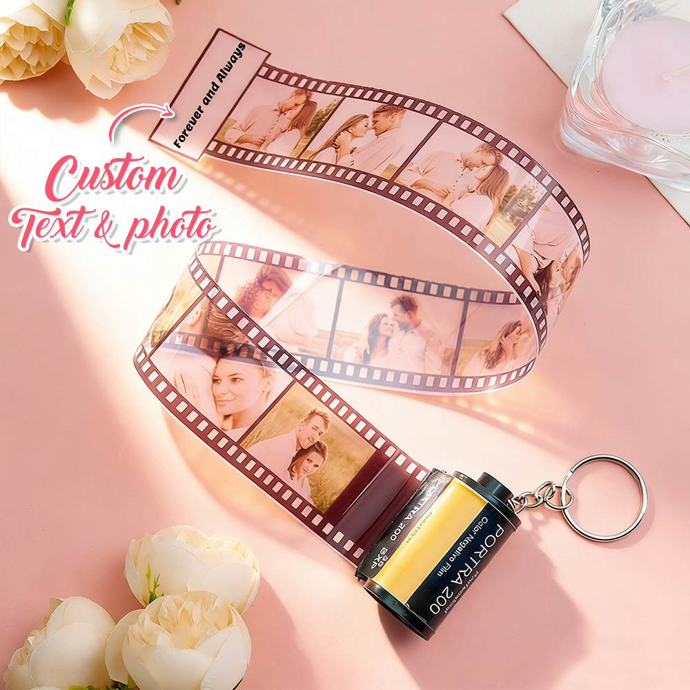 Custom Photo and Message Film Roll Keychain Personalized Photo Memory Film Keychain Photo Reel Keychain Valentine's Day Gift - aiprintlab