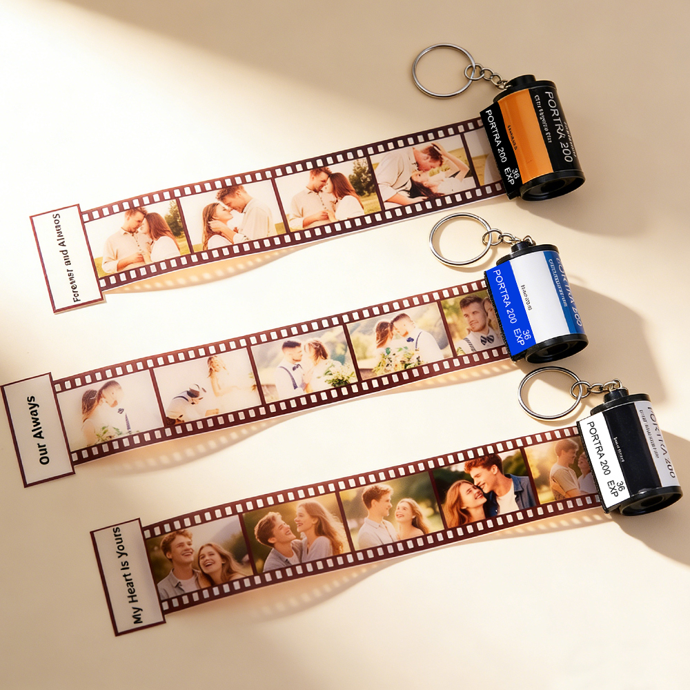 Custom Photo and Message Film Roll Keychain Personalized Photo Memory Film Keychain Photo Reel Keychain Valentine's Day Gift - aiprintlab
