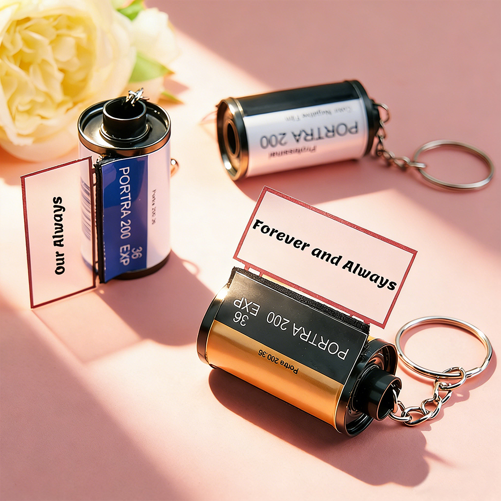 Custom Photo and Message Film Roll Keychain Personalized Photo Memory Film Keychain Photo Reel Keychain Valentine's Day Gift - aiprintlab