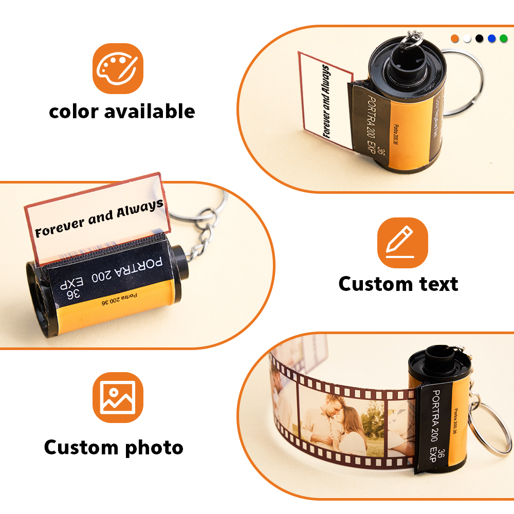 Custom Photo and Message Film Roll Keychain Personalized Photo Memory Film Keychain Photo Reel Keychain Valentine's Day Gift - aiprintlab