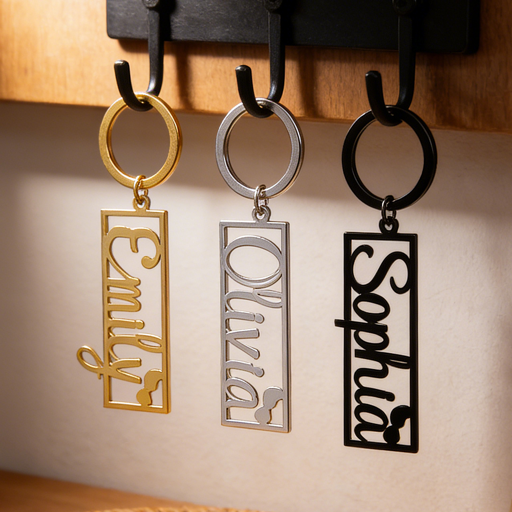 Personalized Name Keychain Custom Name Key Chain With Heart Engraved Birthday Gift Anniversary Gift Valentine's Day Gift for Him - aiprintlab