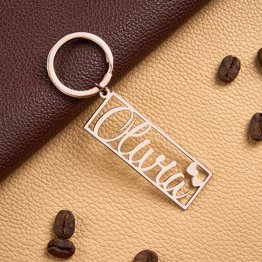 Personalized Name Keychain Custom Name Key Chain With Heart Engraved Birthday Gift Anniversary Gift Valentine's Day Gift for Him - aiprintlab