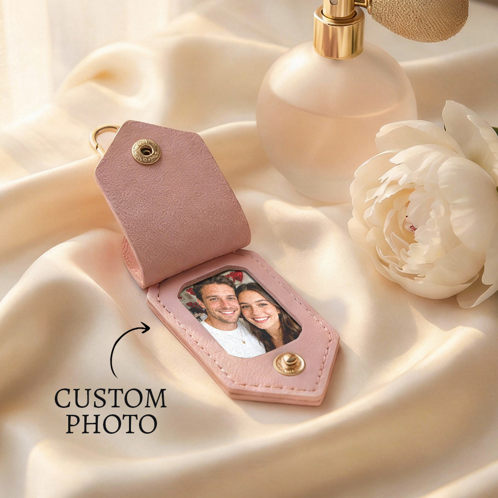 Personalized Photo Leather Keychain Custom Picture Keychain Engraved Leather Keychain Valentine's Day Gift - aiprintlab