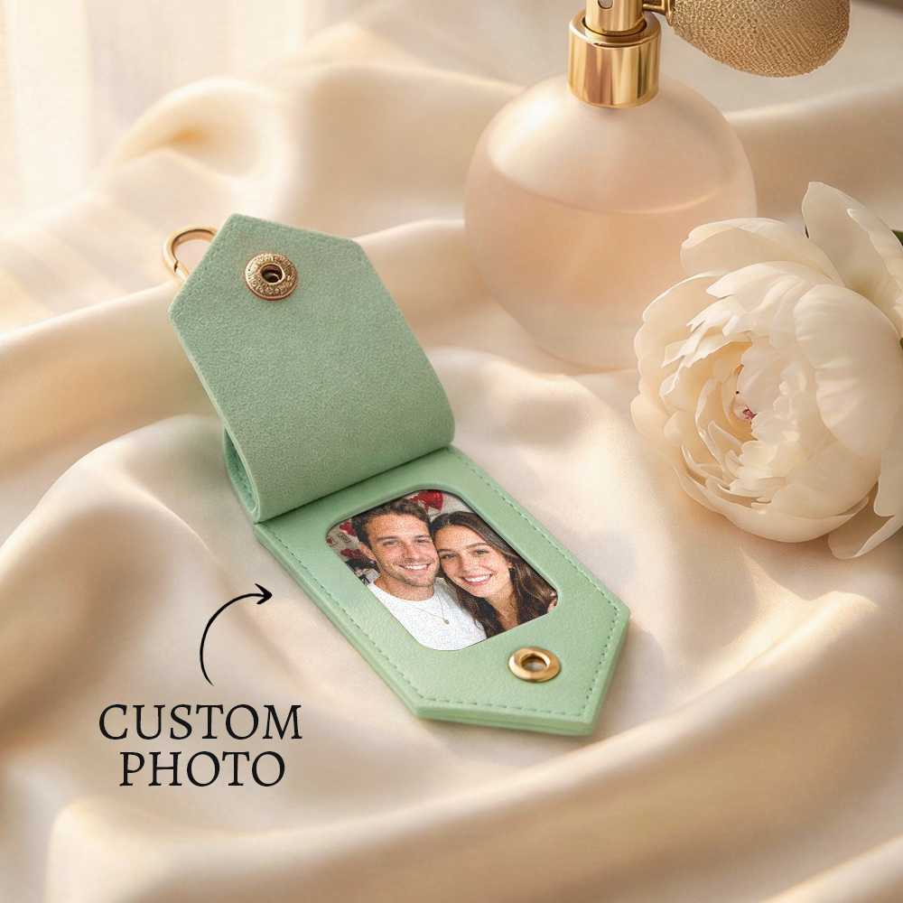 Personalized Photo Leather Keychain Custom Picture Keychain Engraved Leather Keychain Valentine's Day Gift - aiprintlab