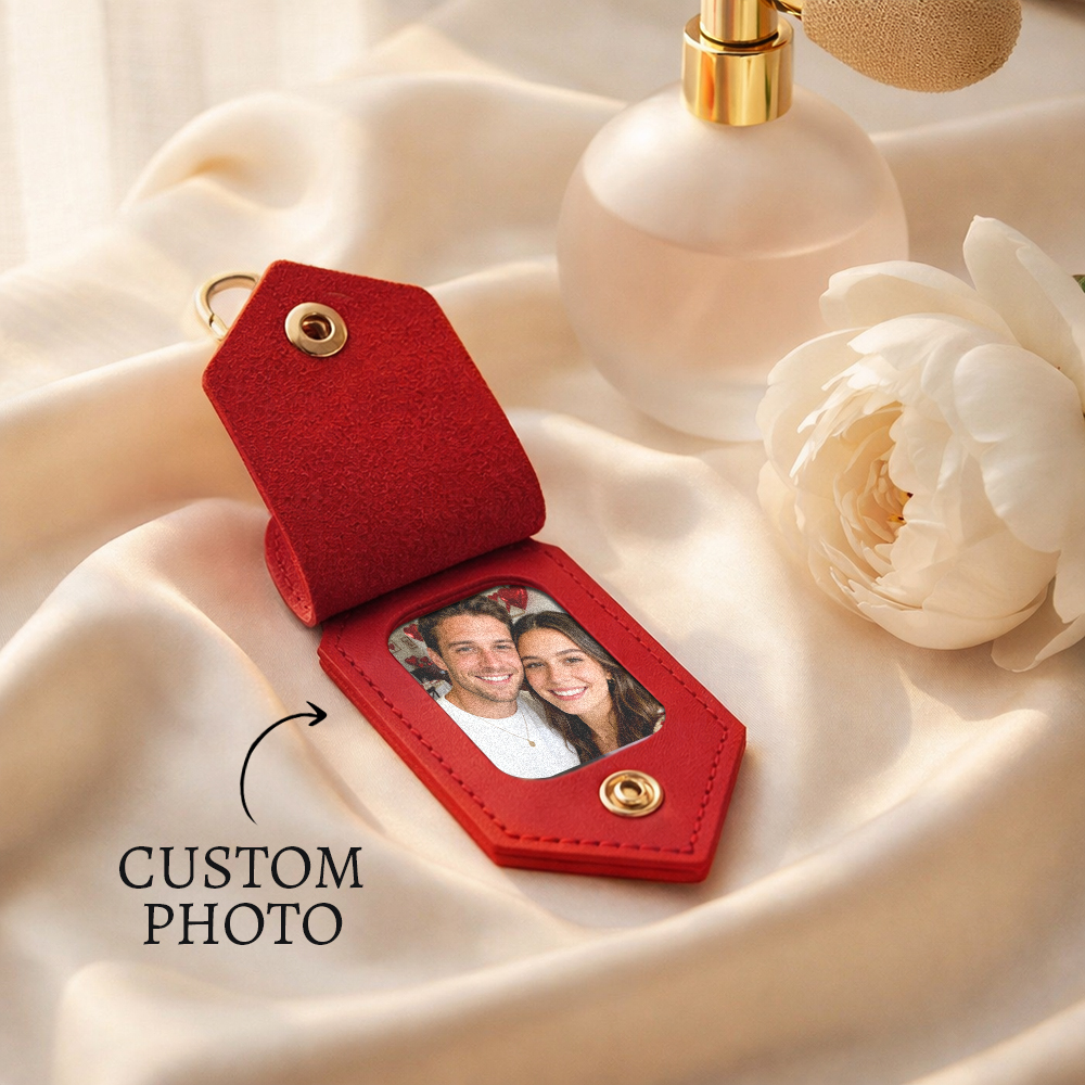 Personalized Photo Leather Keychain Custom Picture Keychain Engraved Leather Keychain Valentine's Day Gift - aiprintlab