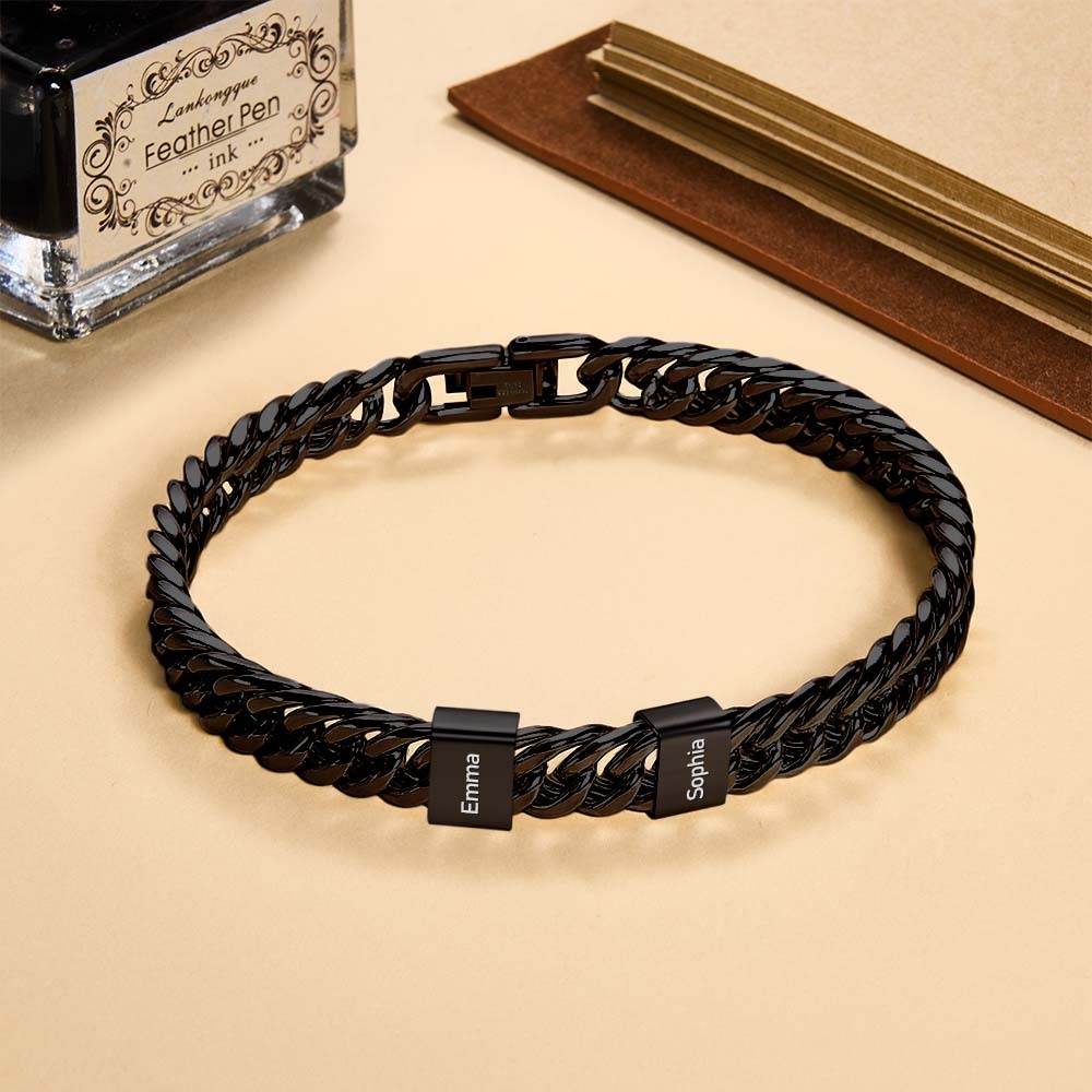 Personalized Men's Name Bracelet Custom Engraved Bracelet for Him Stainless Steel Name Bar Bracelet Gifts for Him - aiprintlab