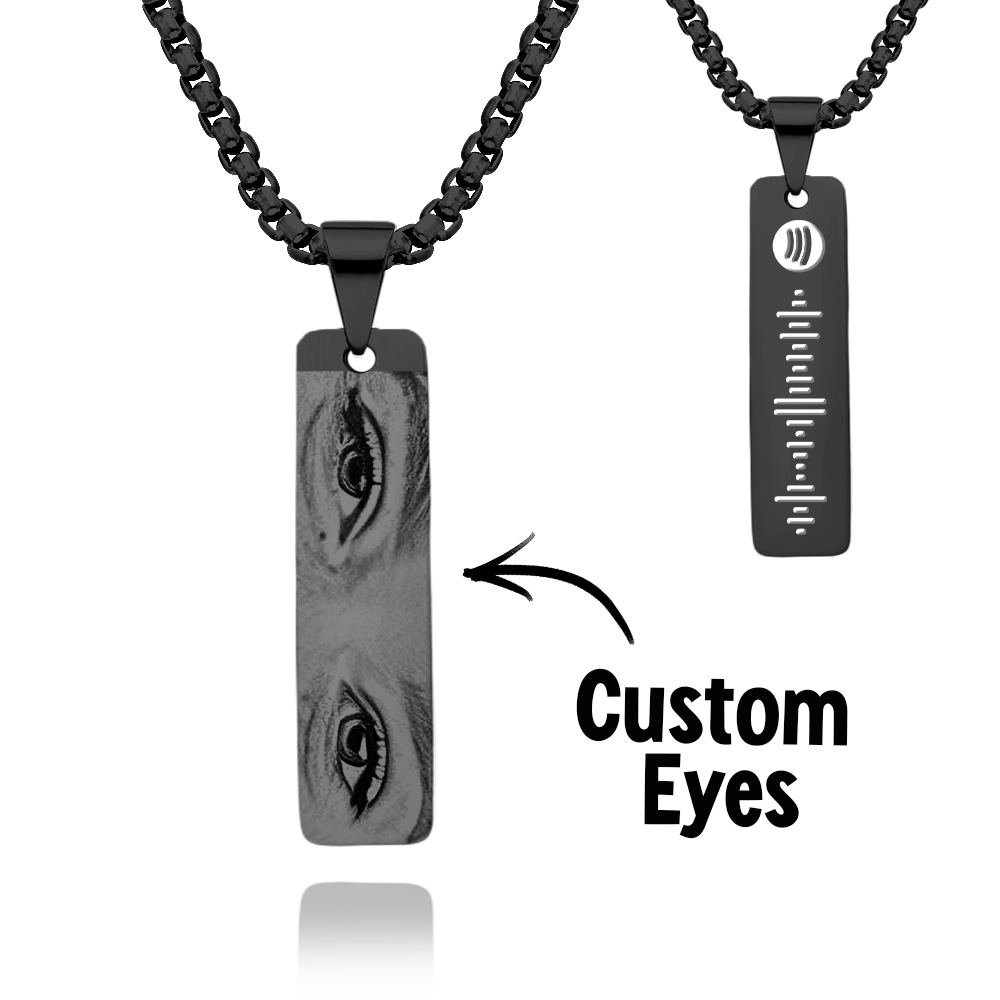 Custom Eyes Photo Necklace Personalization Spotify Code Jewelry Photo Eye Necklace Best Gifts for Her - aiprintlab