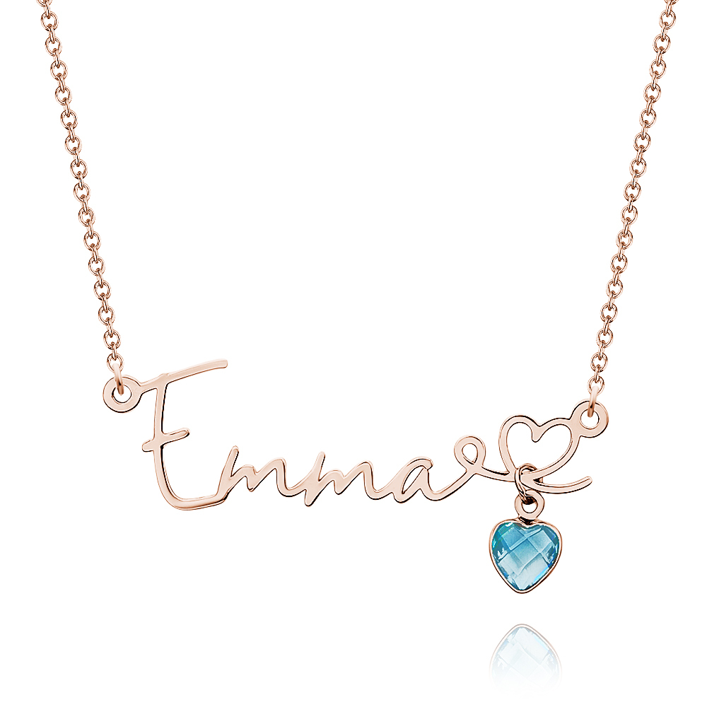 Personalized Name Necklace with Heart Birthstone Custom Name Necklace with Birthstone Heart Birthstone Name Necklace - aiprintlab