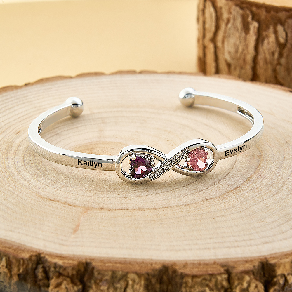 Personalized Infinity Birthstone Bracelet Custom Forever Link Bracelet The Infinite Connection Birthstone Bracelet Mother and Daughter Bracelet - aiprintlab