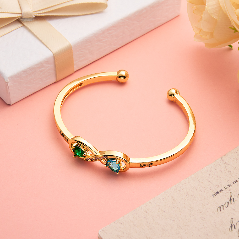 Personalized Infinity Birthstone Bracelet Custom Forever Link Bracelet The Infinite Connection Birthstone Bracelet Mother and Daughter Bracelet - aiprintlab