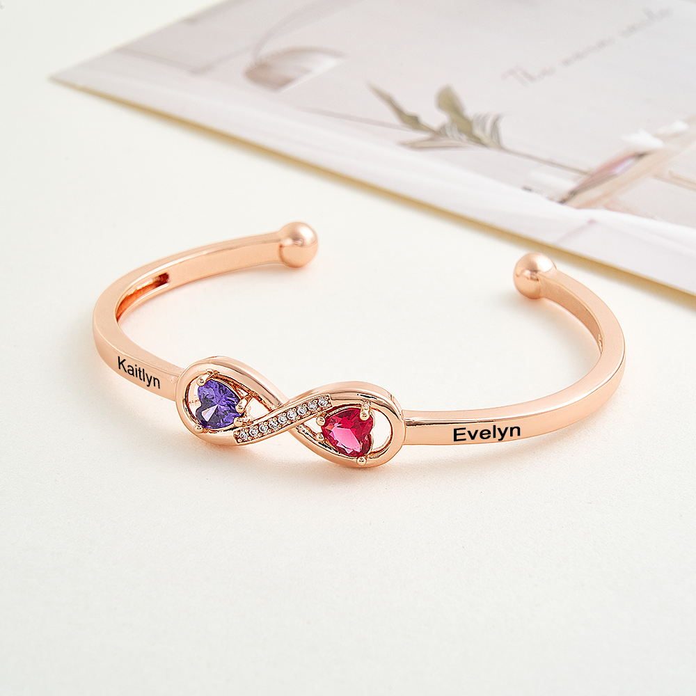 Personalized Infinity Birthstone Bracelet Custom Forever Link Bracelet The Infinite Connection Birthstone Bracelet Mother and Daughter Bracelet - aiprintlab
