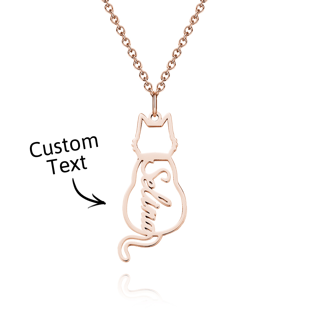 Personalized Cat Necklace Custom Lucky Cat Name Necklace Engraved Name Lucky Cat Pendant Gifts for Her - aiprintlab