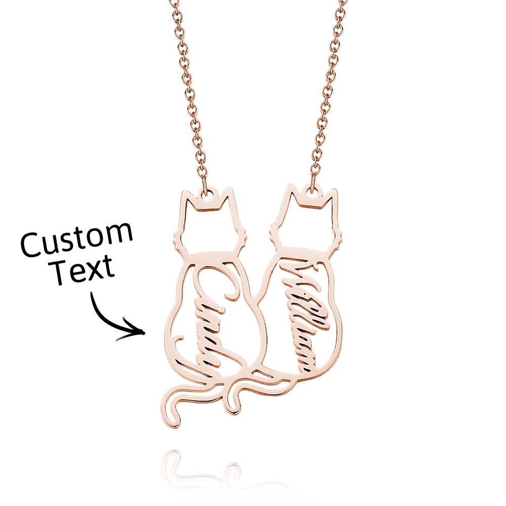 Personalized Cat Necklace Custom Lucky Cat Name Necklace Engraved Name Lucky Cat Pendant Gifts for Her - aiprintlab