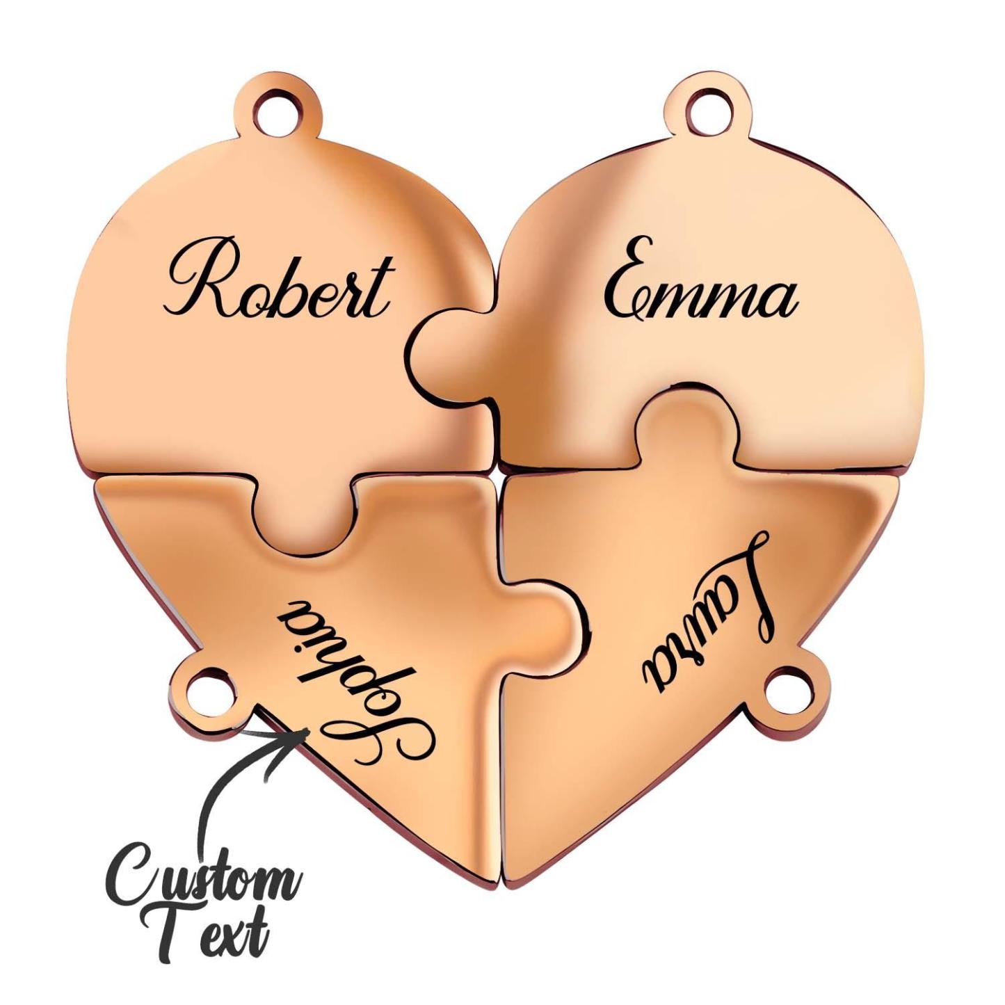 Personalized Friend Group Necklaces, Custom Name Engraved Puzzle Piece, Best Friend Gift - aiprintlab