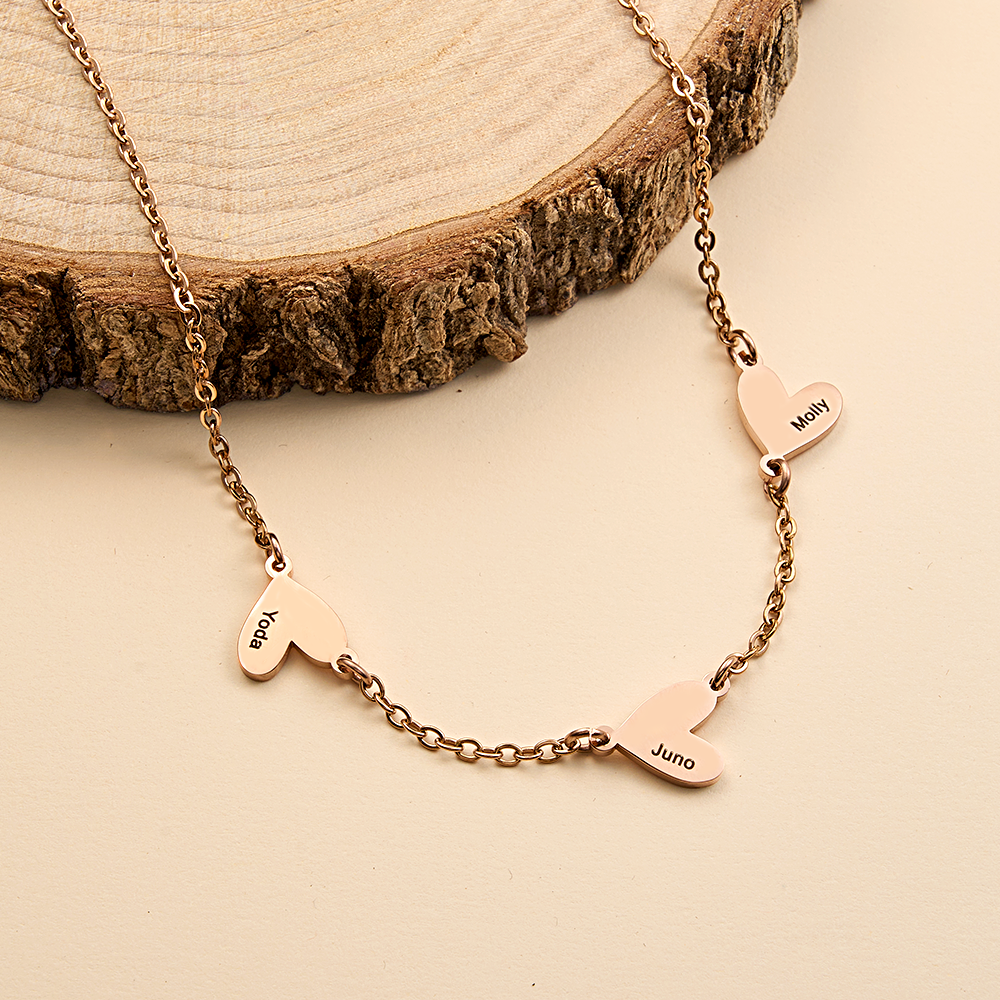 Personalized Family Heart Name Necklace Custom Multiple Name Heart Necklace Family Gifts - aiprintlab