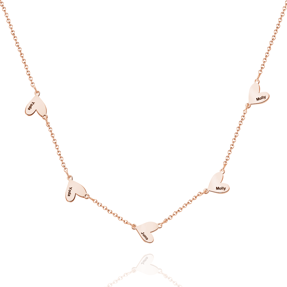 Personalized Family Heart Name Necklace Custom Multiple Name Heart Necklace Family Gifts - aiprintlab