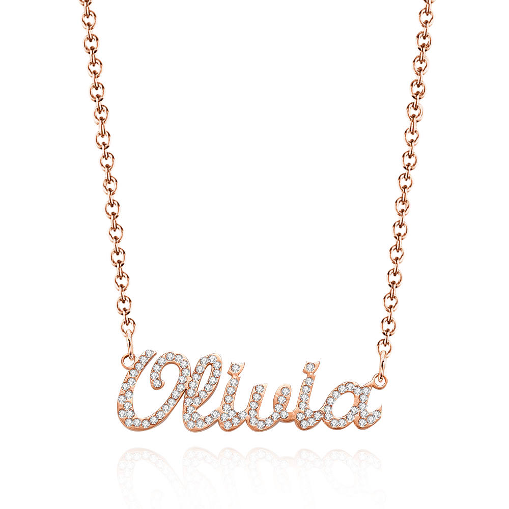 Custom Name Necklace: Design Your Dazzling Statement Personalized Diamond-Accent Name Necklace Sparkling Name Necklace for Her - aiprintlab