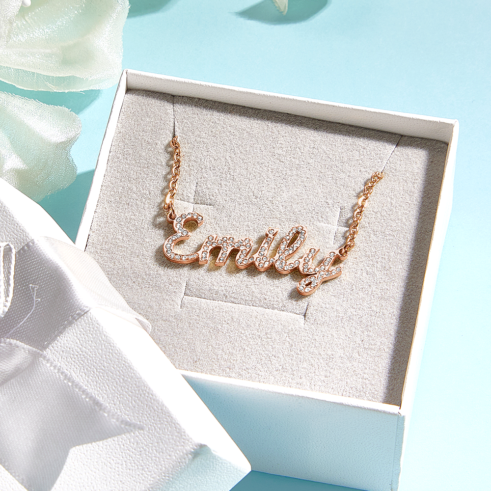 Custom Name Necklace: Design Your Dazzling Statement Personalized Diamond-Accent Name Necklace Sparkling Name Necklace for Her - aiprintlab