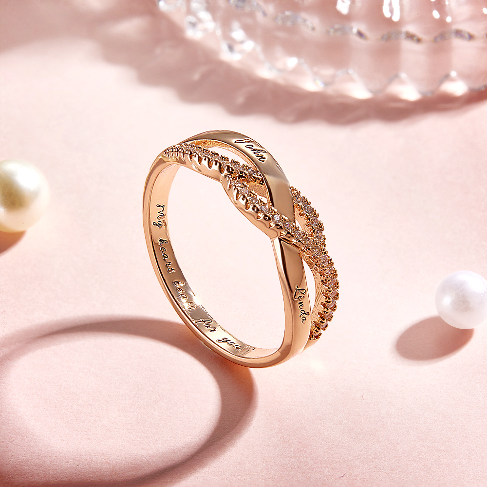 Personalized Two Names & a Forever Message Ring Custom Engraved Names & a Secret Phrase Ring Sweet Gift for Her - aiprintlab