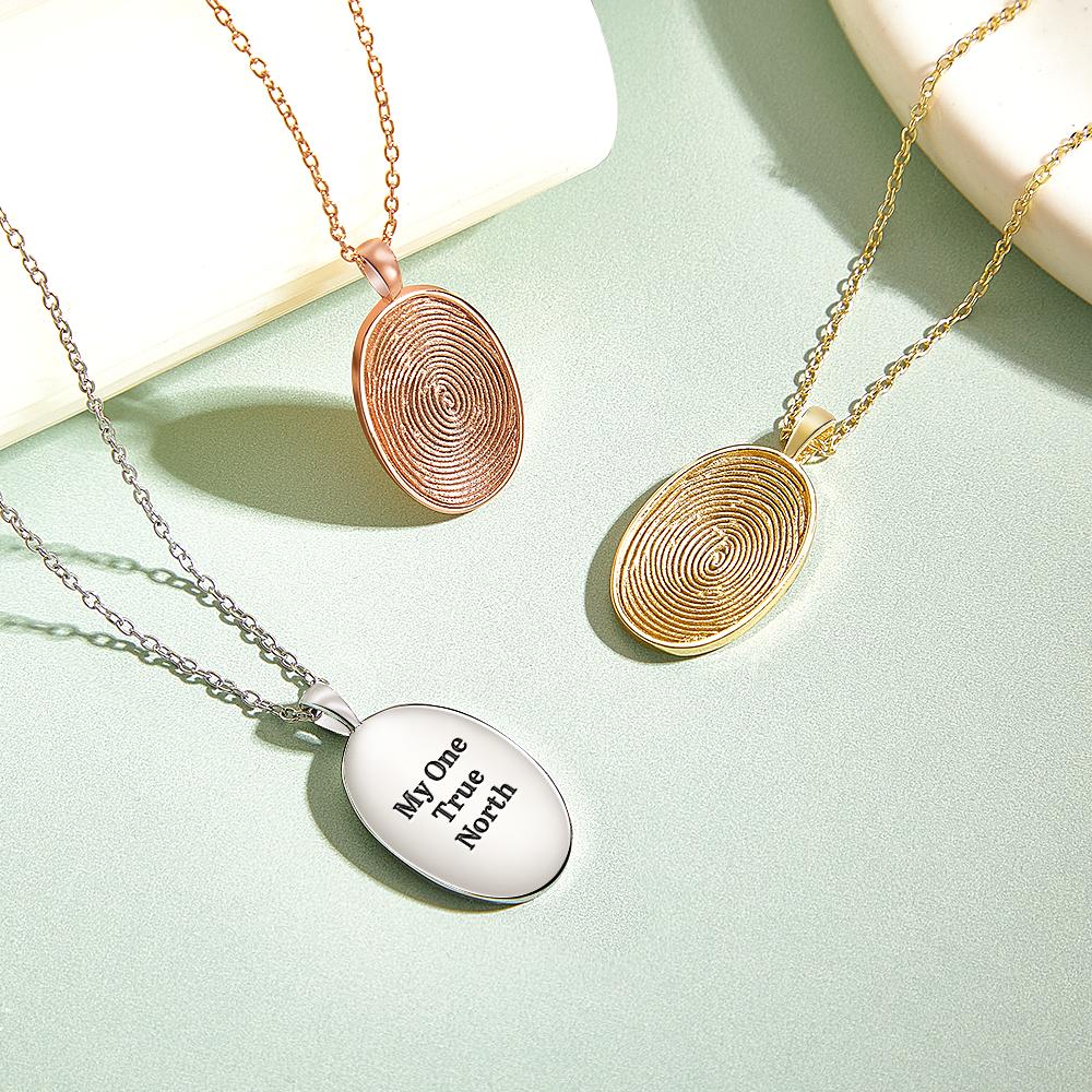 Actual Fingerprint & Handwriting Necklace Custom Thumbprint Necklace Engraved Fingerprint & Message Necklace Gifts for Her - aiprintlab