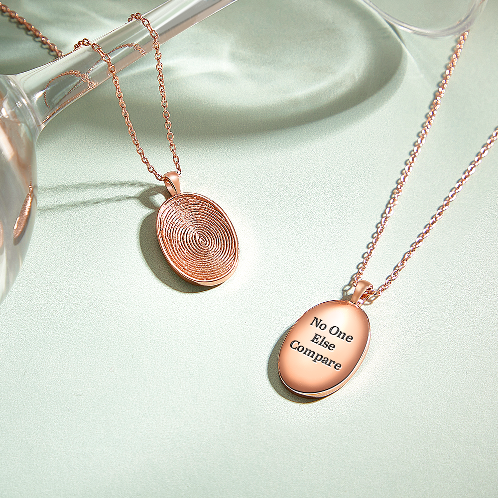 Actual Fingerprint & Handwriting Necklace Custom Thumbprint Necklace Engraved Fingerprint & Message Necklace Gifts for Her - aiprintlab