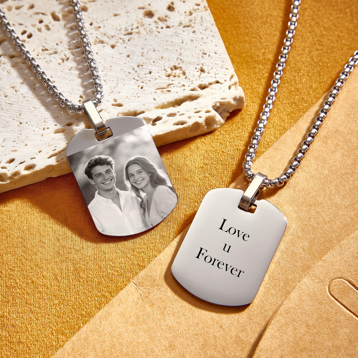 Custom Photo Tag Necklace Personalized Picture Pendant Memorial Jewelry Gift for Men Dad Boyfriend - aiprintlab
