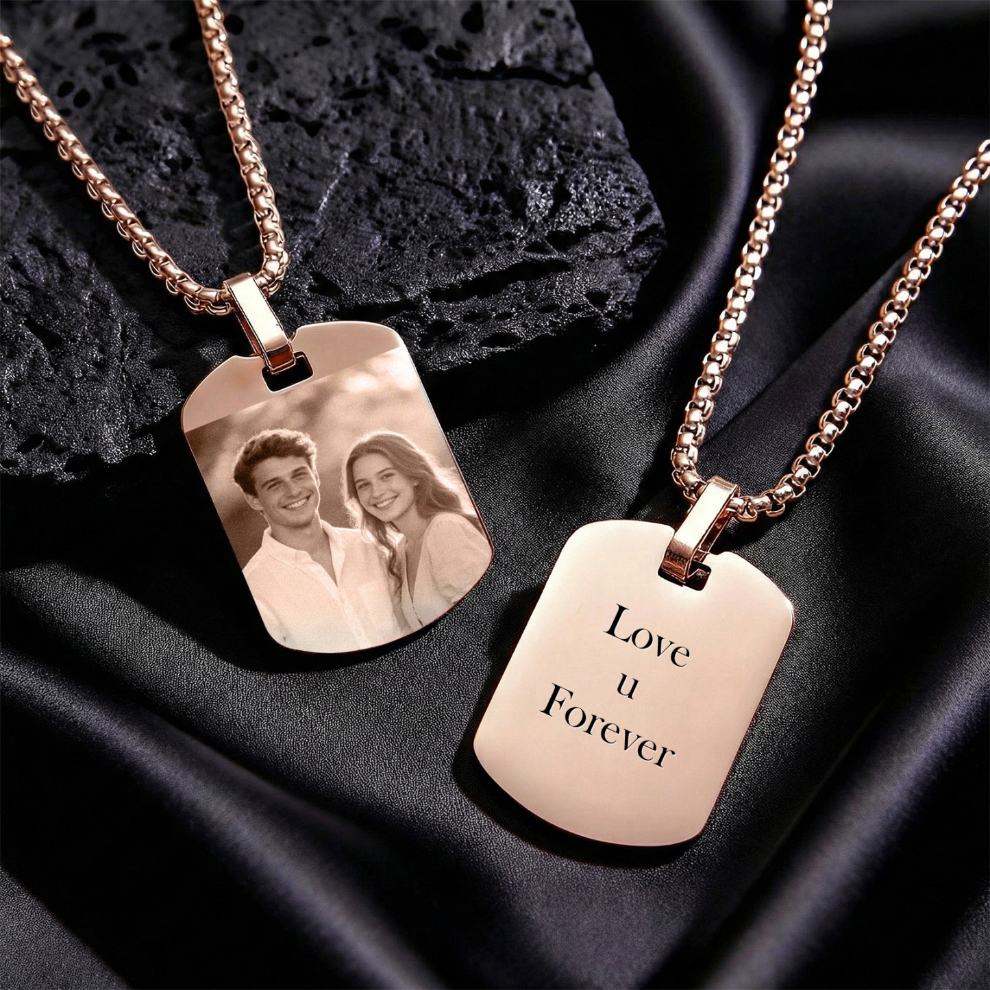 Custom Photo Tag Necklace Personalized Picture Pendant Memorial Jewelry Gift for Men Dad Boyfriend - aiprintlab