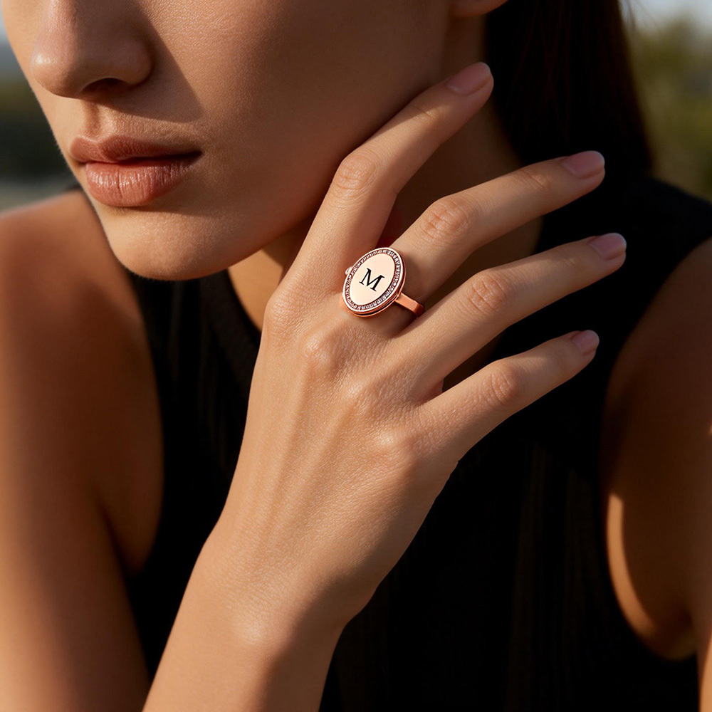 Custom Picture  Vintage-Style Flip Locket Ring with Personalized Locket Ring with Flip Cover Photo Slot Gift For Her Memorial jewelry - aiprintlab