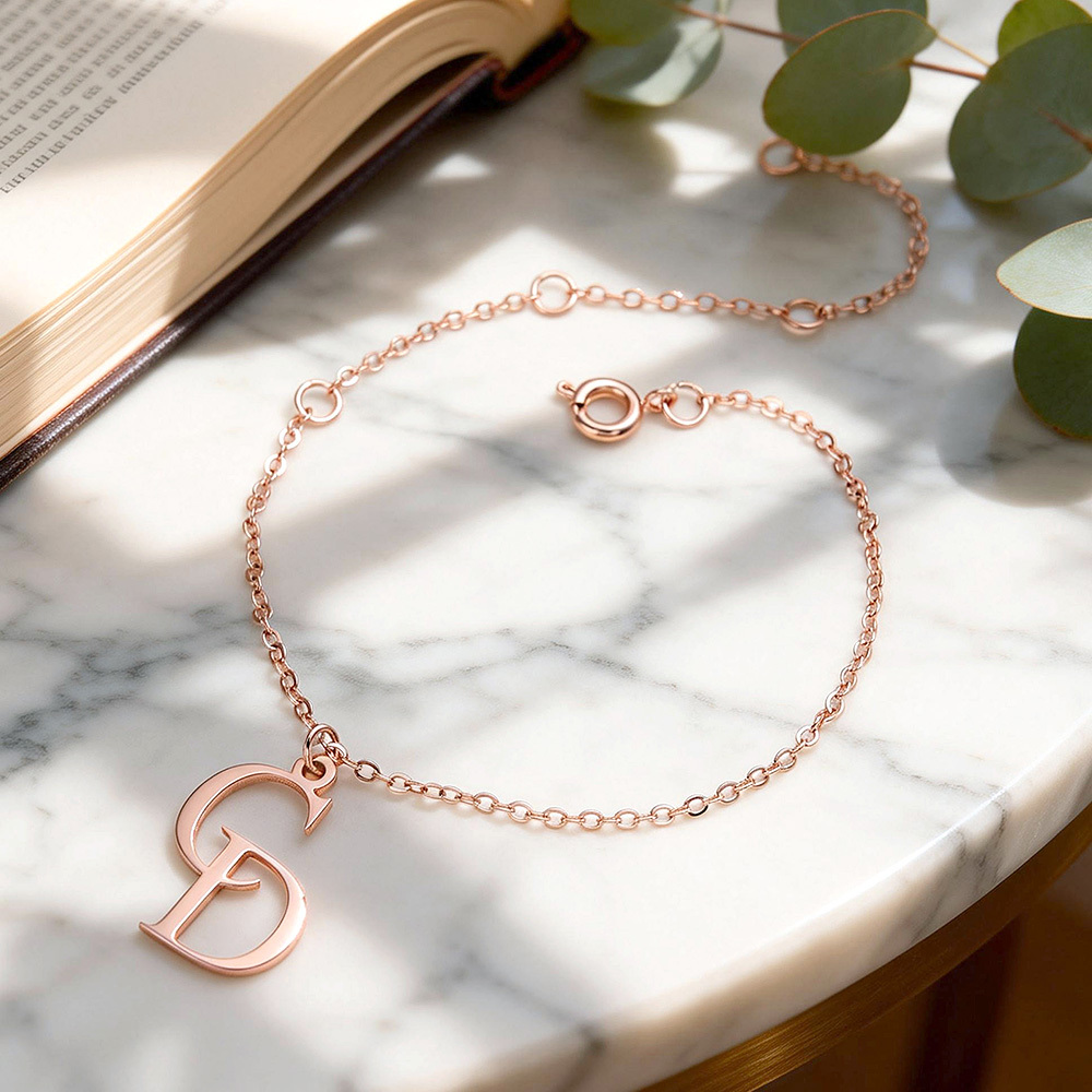 Custom Double Initial Bracelet – Two Letters, One Bond Symbol of Connection & Love Valentine's Day Gifts For Her - aiprintlab