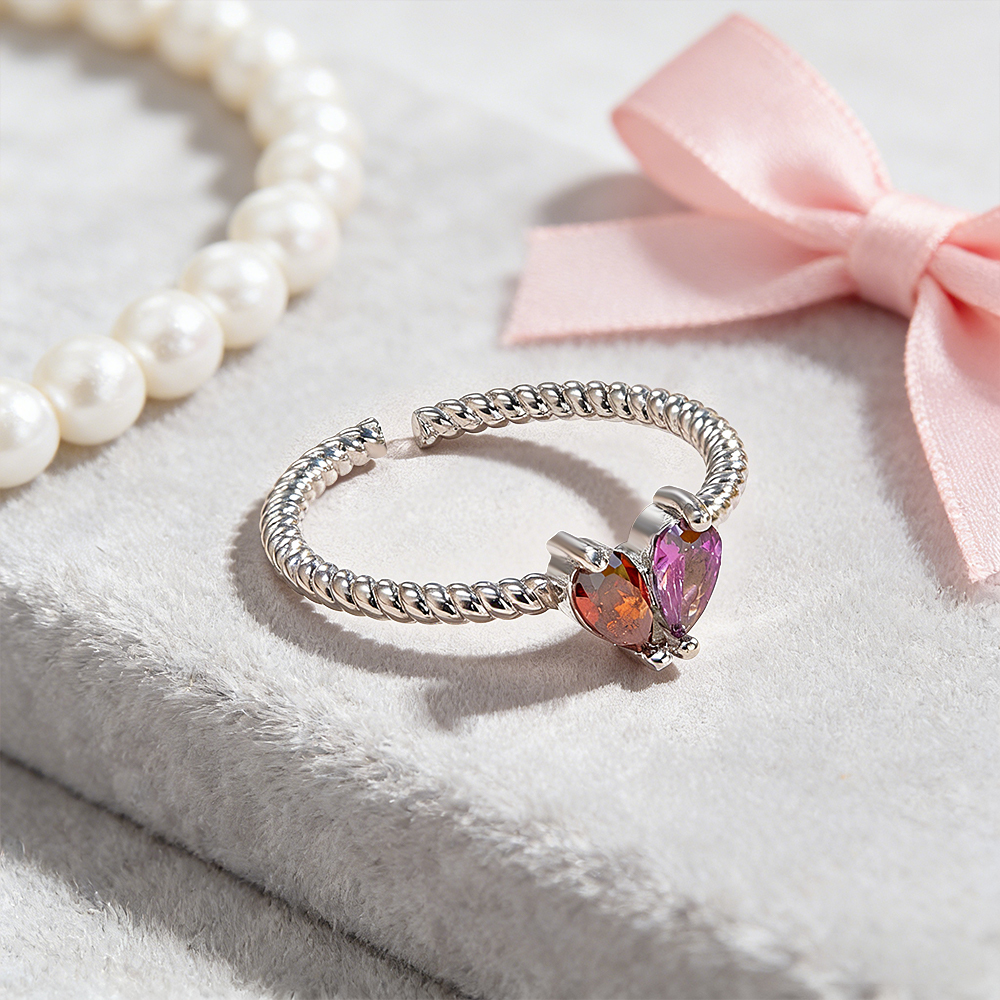 Personalized Couple Birthstone Heart Bracelet Custom Two Birthstone Bracelet for Couples Adjustable Matching Birthstone Bracelet - aiprintlab