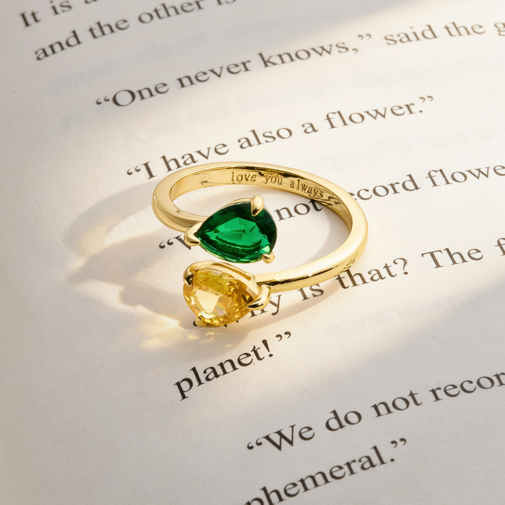 Personalized Two Birthstone Ring for Her – Valentine’s Day Gift for Girlfriend or Wife - aiprintlab