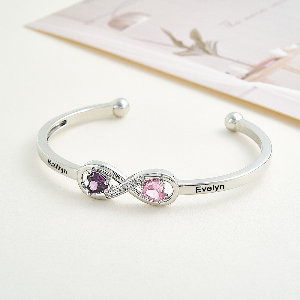 Personalized Infinity Birthstone Bracelet Custom Forever Link Bracelet The Infinite Connection Birthstone Bracelet Mother and Daughter Bracelet - aiprintlab