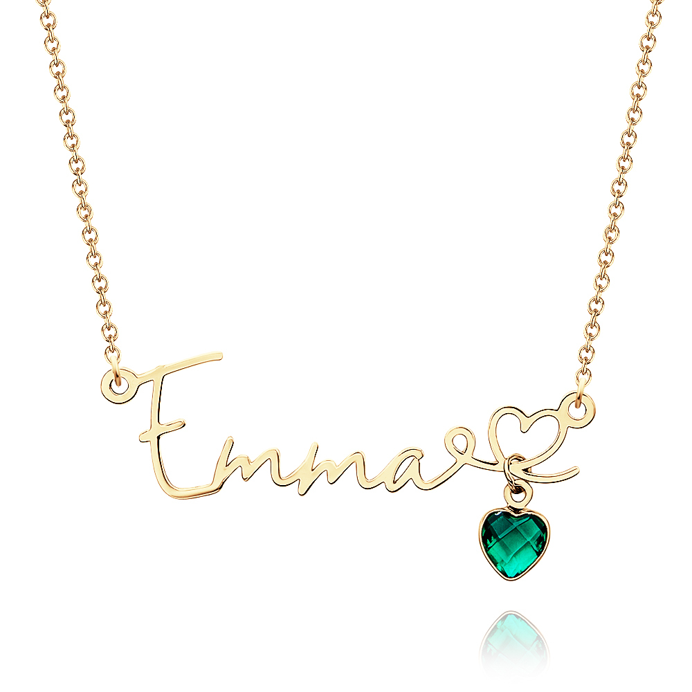 Personalized Name Necklace with Heart Birthstone Custom Name Necklace with Birthstone Heart Birthstone Name Necklace - aiprintlab