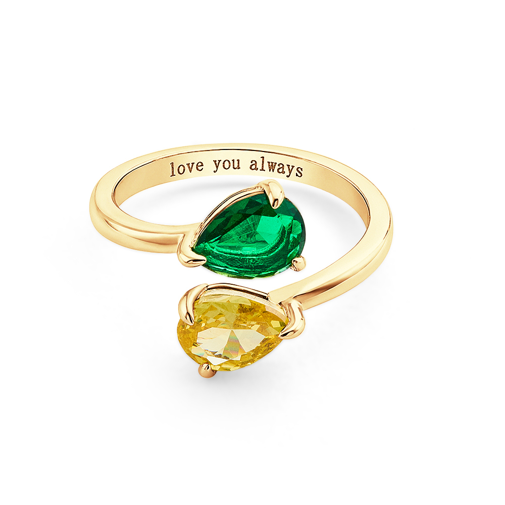Personalized Two Birthstone Ring for Her – Valentine’s Day Gift for Girlfriend or Wife - aiprintlab