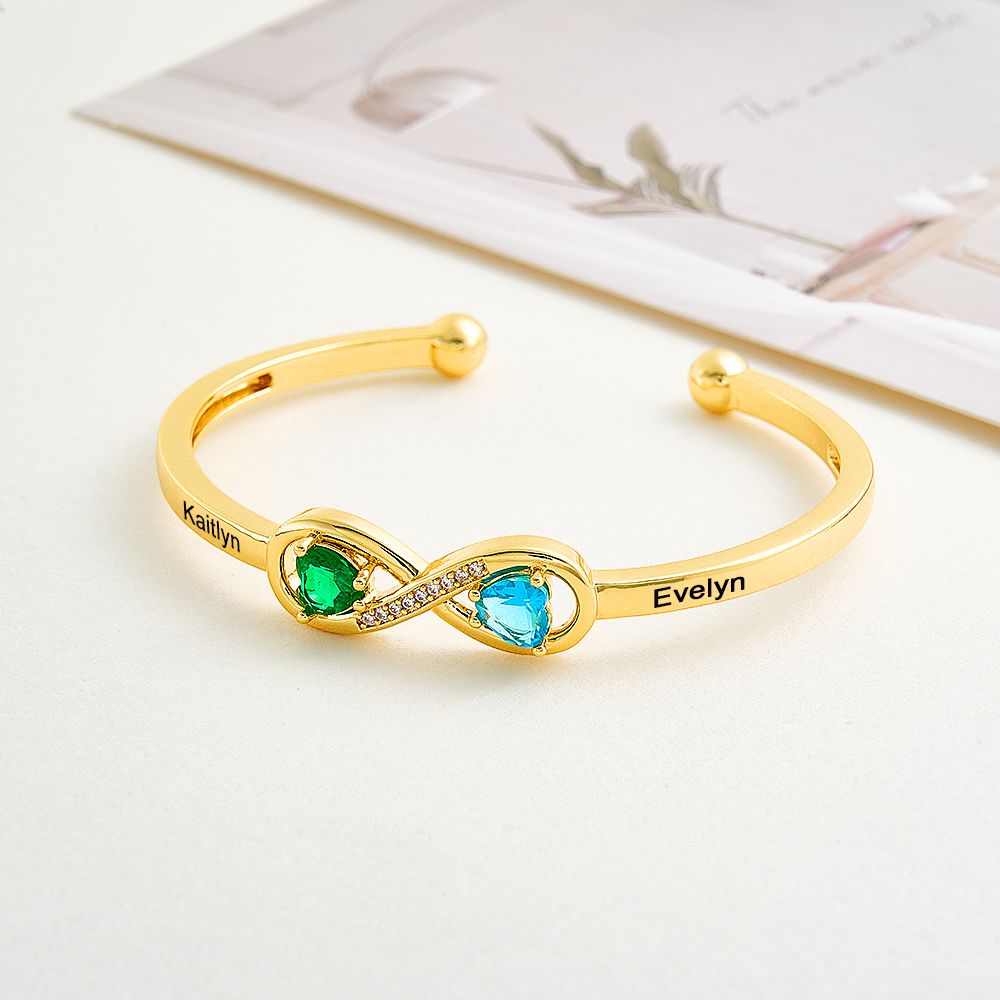 Personalized Infinity Birthstone Bracelet Custom Forever Link Bracelet The Infinite Connection Birthstone Bracelet Mother and Daughter Bracelet - aiprintlab