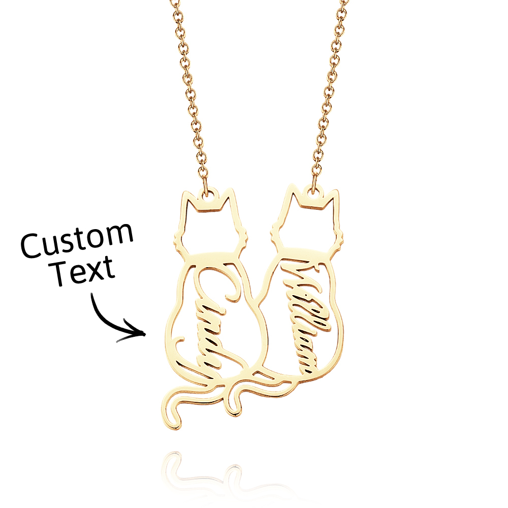 Personalized Cat Necklace Custom Lucky Cat Name Necklace Engraved Name Lucky Cat Pendant Gifts for Her - aiprintlab